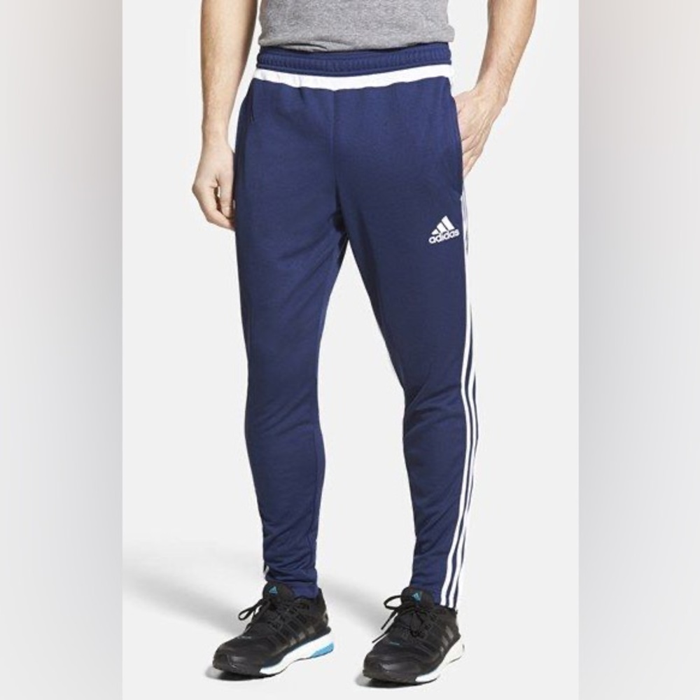 Adidas Climacool Trackpants Size YL Navy Blue With White stripes down side